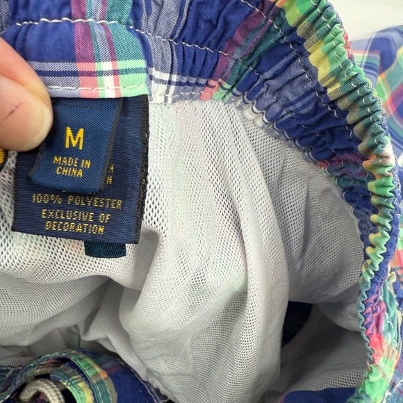 Polo Ralph Lauren Swim Shorts Men Medium Multicolor Plaid Trunks Lined Elastic - Picture 9 of 15